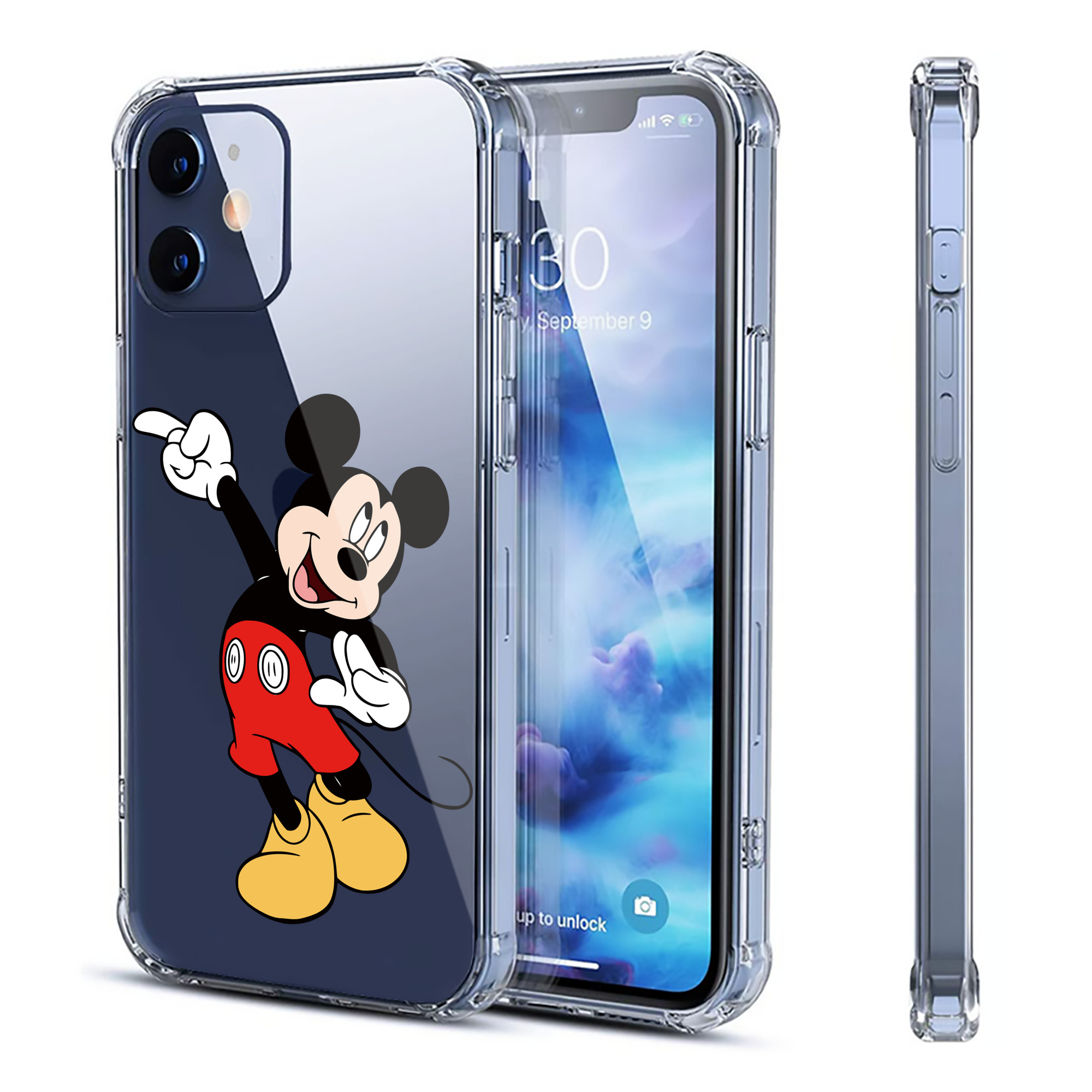 （画像用） ミッキーマウス Mickey Mouse 【iPhone 12シリーズ対応】透明スマホケース（クリアソフトケース）
